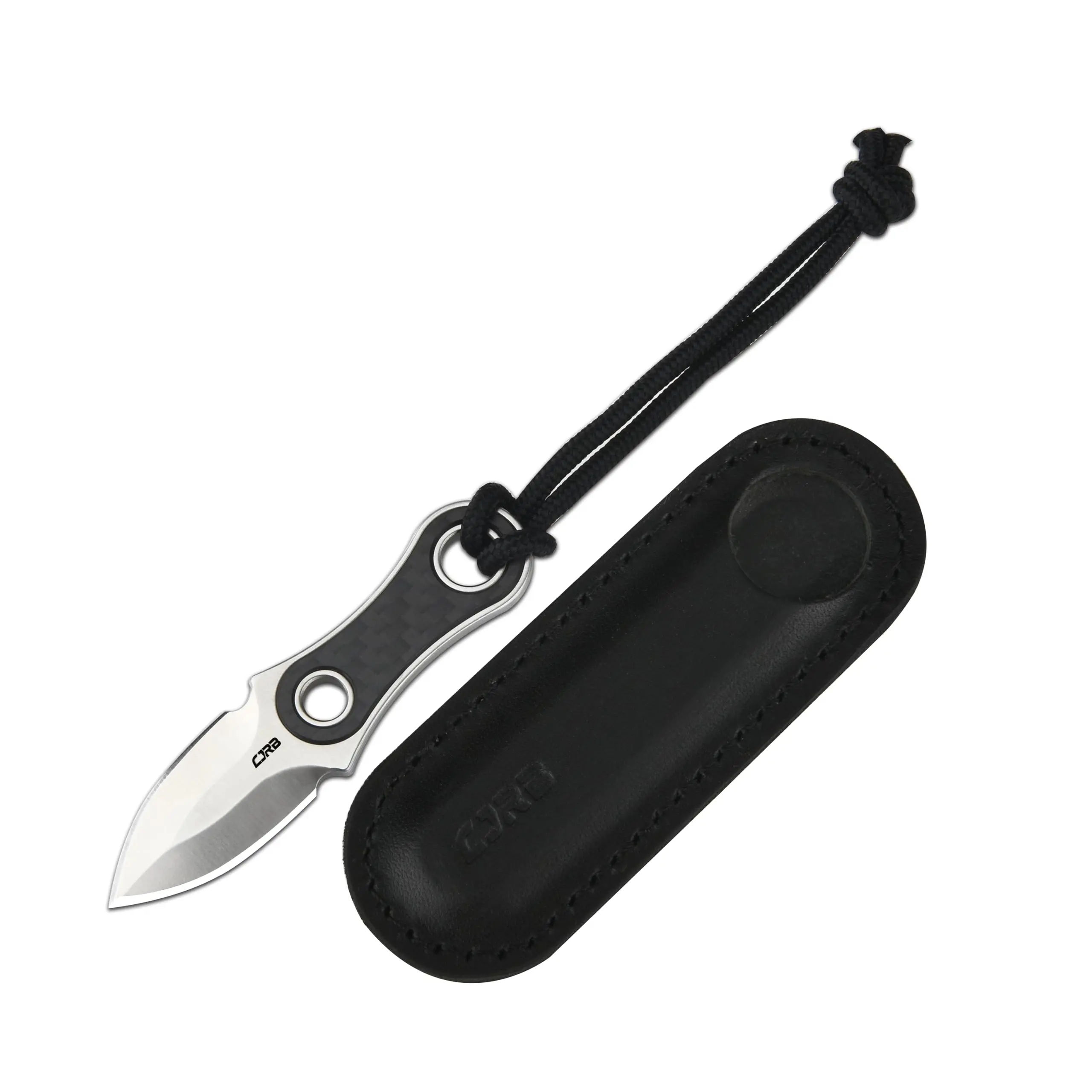 CJRB Knap Pocket Knife, Fixed Blade With Sheath, EDC With 1.18'' AR-RPM9 Powder Steel Blade, Mini Carbon Fiber Handle for Men Outdoor Survival Camping fathersdaygift, Edc Pocket Knives, Emergency Fixed-Blade Knives