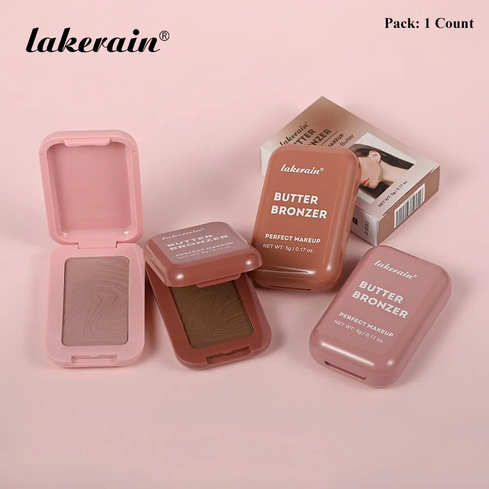 Butter Contour Bronzer Highlighter Palette, Lightweight Facial Contouring Makeup Bronzer, Waterproof Sweatproof Long-Lasting, Natural Color for Cheekbone Nose Jawline Highlighting