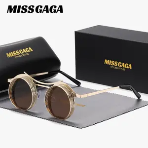 MISSGAGA unisex exquisite elegant High-End Craftsmanship Light Luxury Fashion Full Frame Sunglasses Casual Outdoor Round Frame Sunglasses UV400