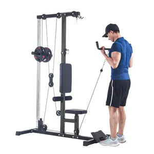 LAT Pull Down Machine - Wall-Mounted Cable Workout Machine 400Lbs Weight Capacity, Dual Pulley System, 20 Height Adjustments, Compact Home Gym Cable Machine