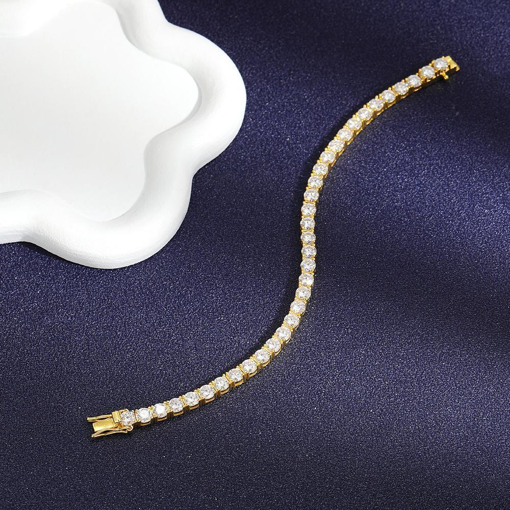 EWYA Real 2.5/3/4/5/6.5MM Full Moissanite Tennis Bracelet for Women Men S925 Silver Plated 18K Yellow Gold Diamond Bracelets