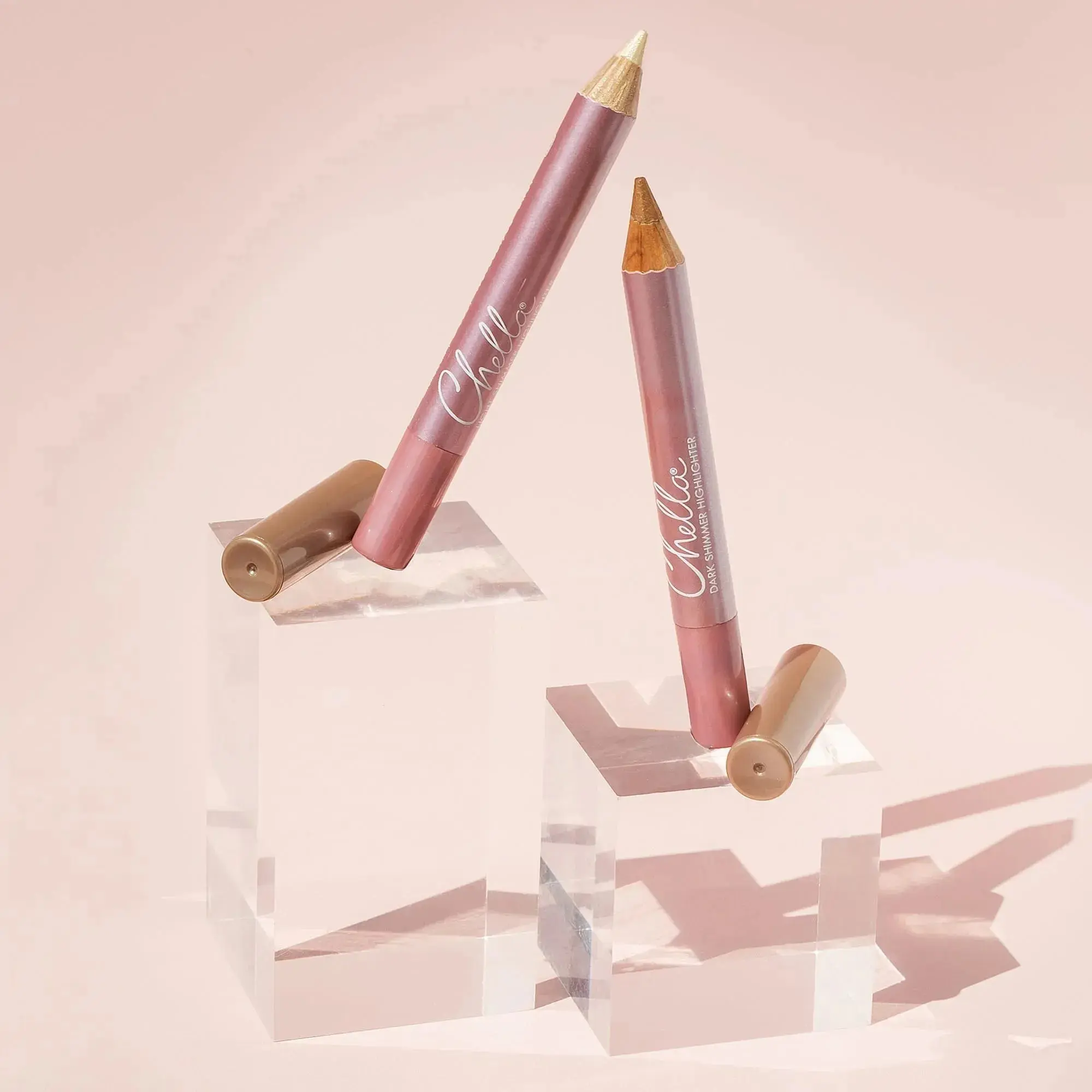 Chella Beauty Glow on The Go Cosmetic Kit - Lightweight Highlighters, Brow Eyeliner Pencils, Lip Liner Stain, Smooth Blend Radiance Shimmer, Nourishing Vitamin E, Jojoba & Shea Butter