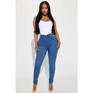 Classic High Waist Skinny Jeans - Medium Blue Wash Womenswear Bottom