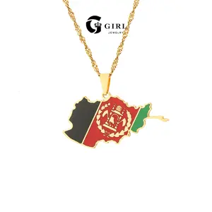 GGIRL Stainless Steel Afghanistan Map Necklace Couple Style Ethnic Style Popular Personality Dripping Titanium Steel Accessories