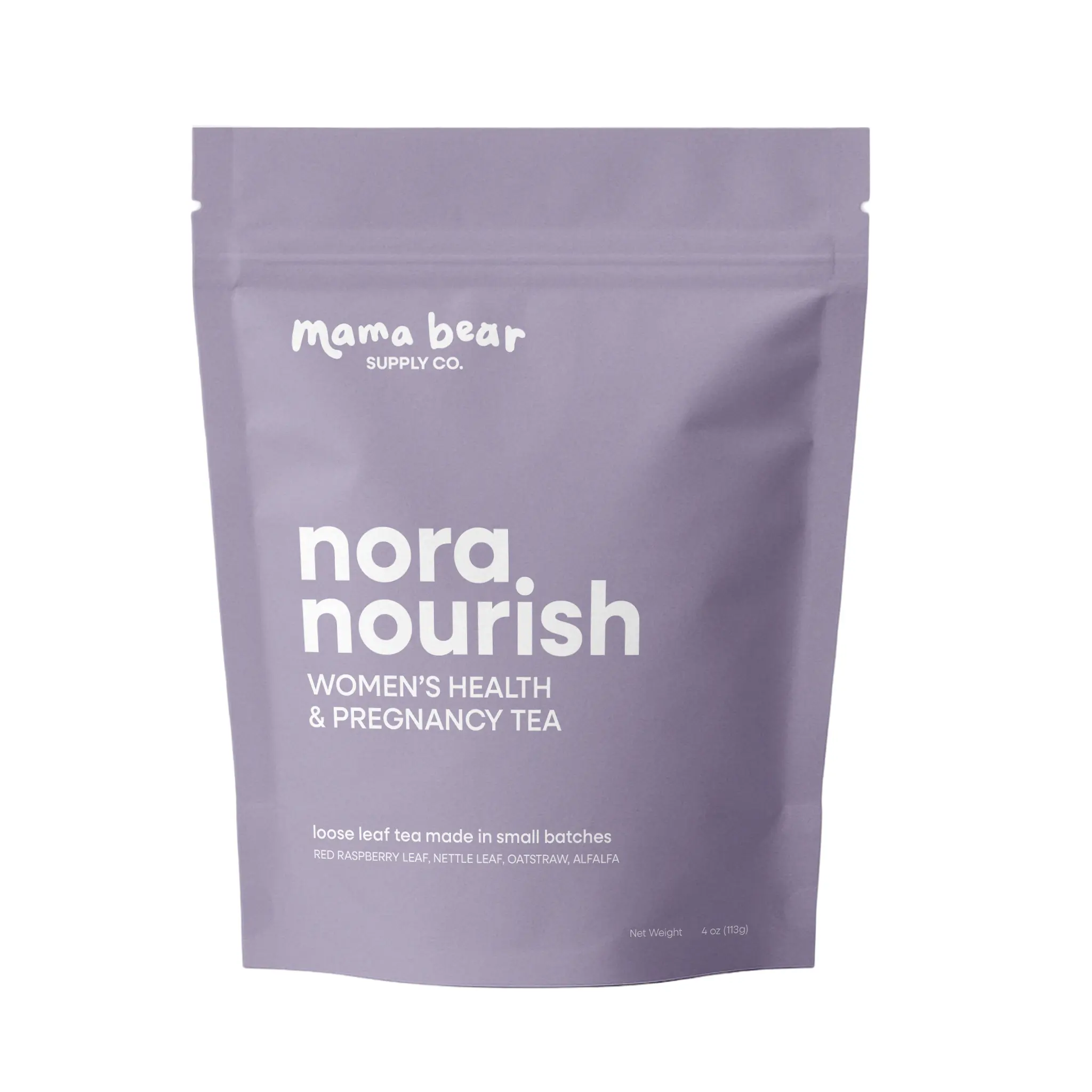 Mama Bear Supply Co. Nora Nourish Women's Health & Pregnancy Tea - Organic  Beverage with Red Raspberry Leaf, Nettle Leaf, Alfalfa, Oatstraw Vital Herbal Tea Loose Leaf Tea Bags