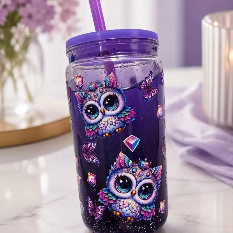 16 oz Personalized Snow Globe Tumbler with Straw – Custom Handmade Cup