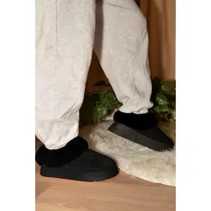 WILD DIVA Faux-Fur Platform Slip On Booties