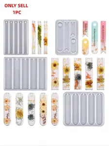 1 Pcs DIY Crystal Epoxy Bookmark Mold, Long Oval Triangle Heart Silicone Mould, Handmade Craft Supplies, Crafting, Resin Casting Tool for Beginners & Professionals, Silicone Molds