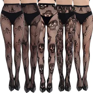 Women Sexy Tights Fishnet Stockings Patterned Leggings Thigh-High Black Socks Lace Pantyhose