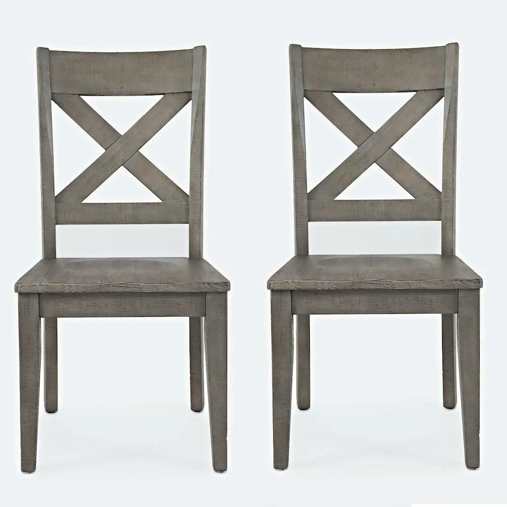Rustic Reclaimed Solid Wood Farmhouse X-Back Dining Chairs, Set of 2 - Warmly Distressed, Sturdy Fixed-Back, Armless Indoor Furniture