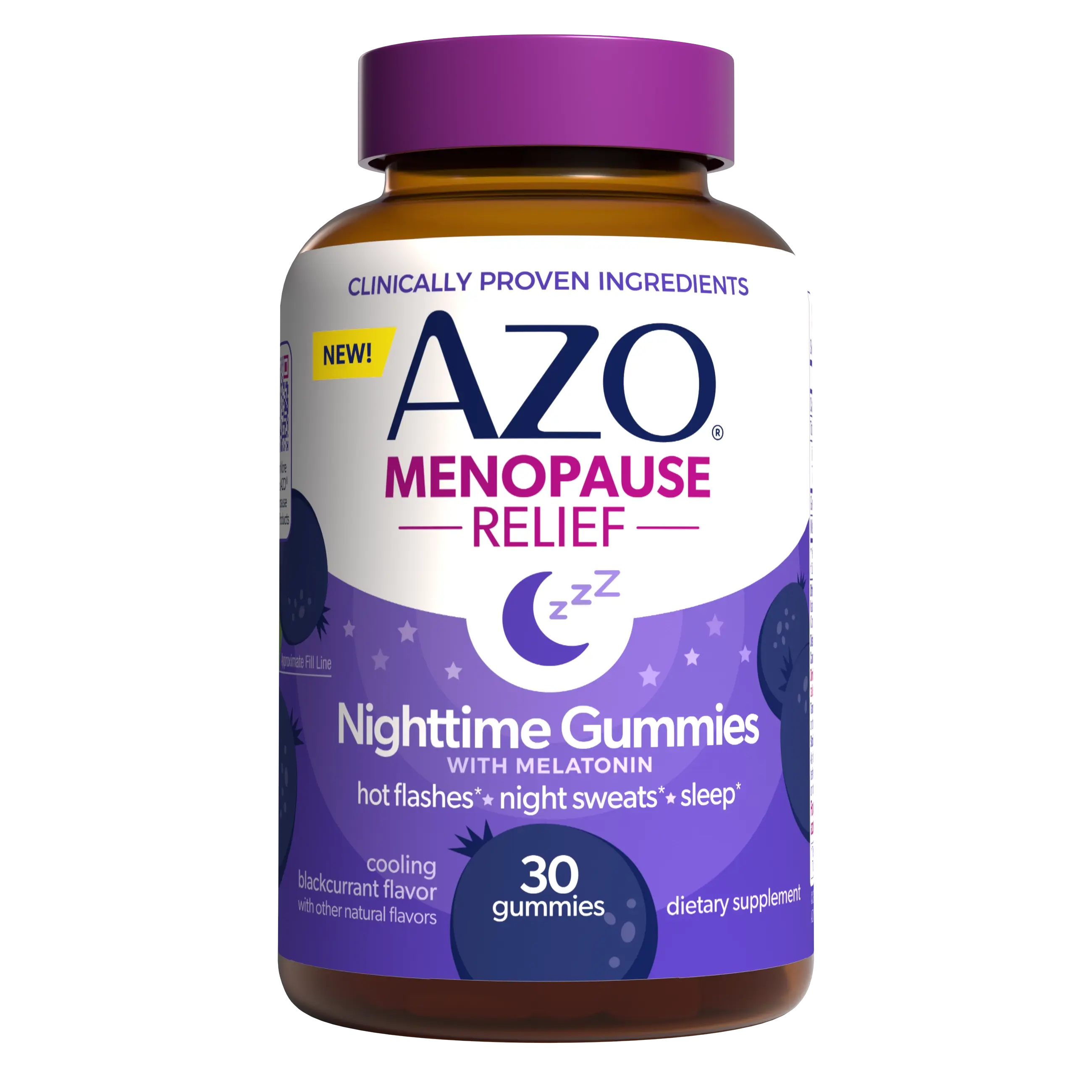 AZO Menopause Relief Nighttime Gummies - Mixed Berry Nighttime Wellness Gummies for Evening Routine Support