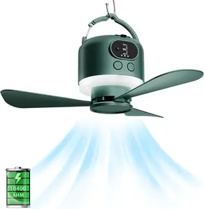 Portable USB Rechargeable Ceiling Fan, Remote Control Ceiling Fan with Night Light, Suitable for Camping, Dorms & Outdoor Use
