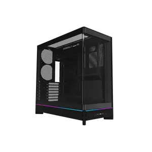 MONTECH HS02, ATX Mid-Tower PC Case, Gaming PC, High-Airflow, Reversible Layout, Sturdy Curved Tempered Glass Front Panel, Sink-in Design, Toolless Panels, Black, US
