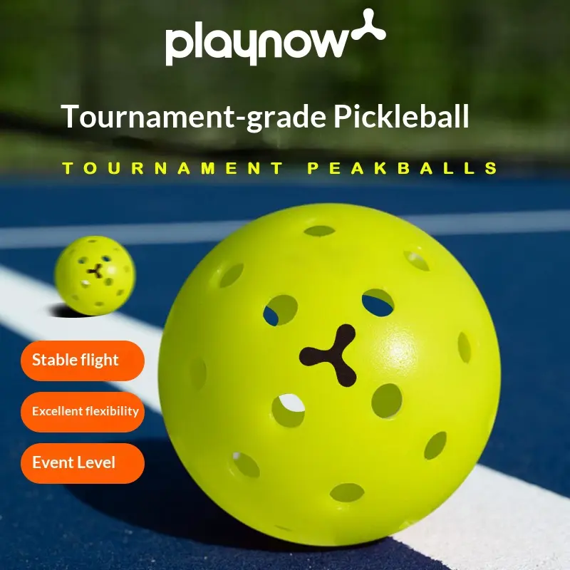 PLAYNOW Tournament Grade Outdoor Pickleballs - Durable Hard Plastic Balls for Pickleball Enthusiasts, Stable Flight, Consistent Bounce, Competition & Training Professional Equipment