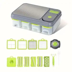 1 Big MAC Versatile, Vegetable Chopper, Multi-functional Fruit Slicer, Manual Food Grater, Vegetable Slicer, Knife With Container, Onion Chopper With Multiple Interchangeable Blades, Household Potato Chopper, Kitchen Supplies, Kitchen Gadgets