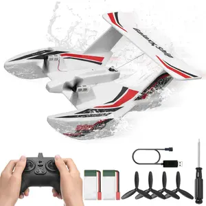 VEVOR RC Plane, TikTokShopBlackFriday, 2.4GHZ 3 Channel Remote Control Airplane with 6-Axis Gyro Stabilizer, Ready to Fly Amphibious Aircraft Plane Toy with 2 Batteries, Easy to Fly RC Glider for Adults Kids Beginners Boys