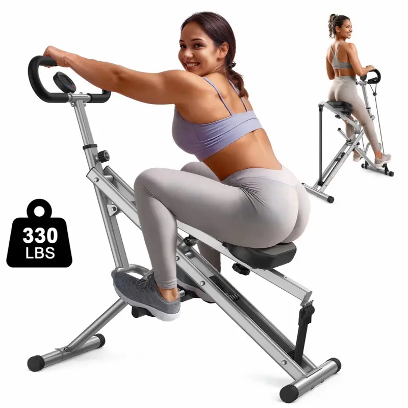 US Seller295 Squat Machine 2 in 1 Squat Rowing Machine with Real Time Feedback 330 lbs Weight Capacity Foldable Exercise Equipment for Glutes & Legs Home Workout