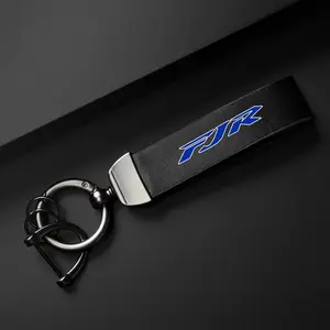 Yamaha FJR1300 FJR Logo Accessories, PU Leather Motorcycle Keychain Holder, Keychain Wristlet Strap, Durable Key Ring for Motorbike Enthusiasts, Stylish Accessory for Your Ride