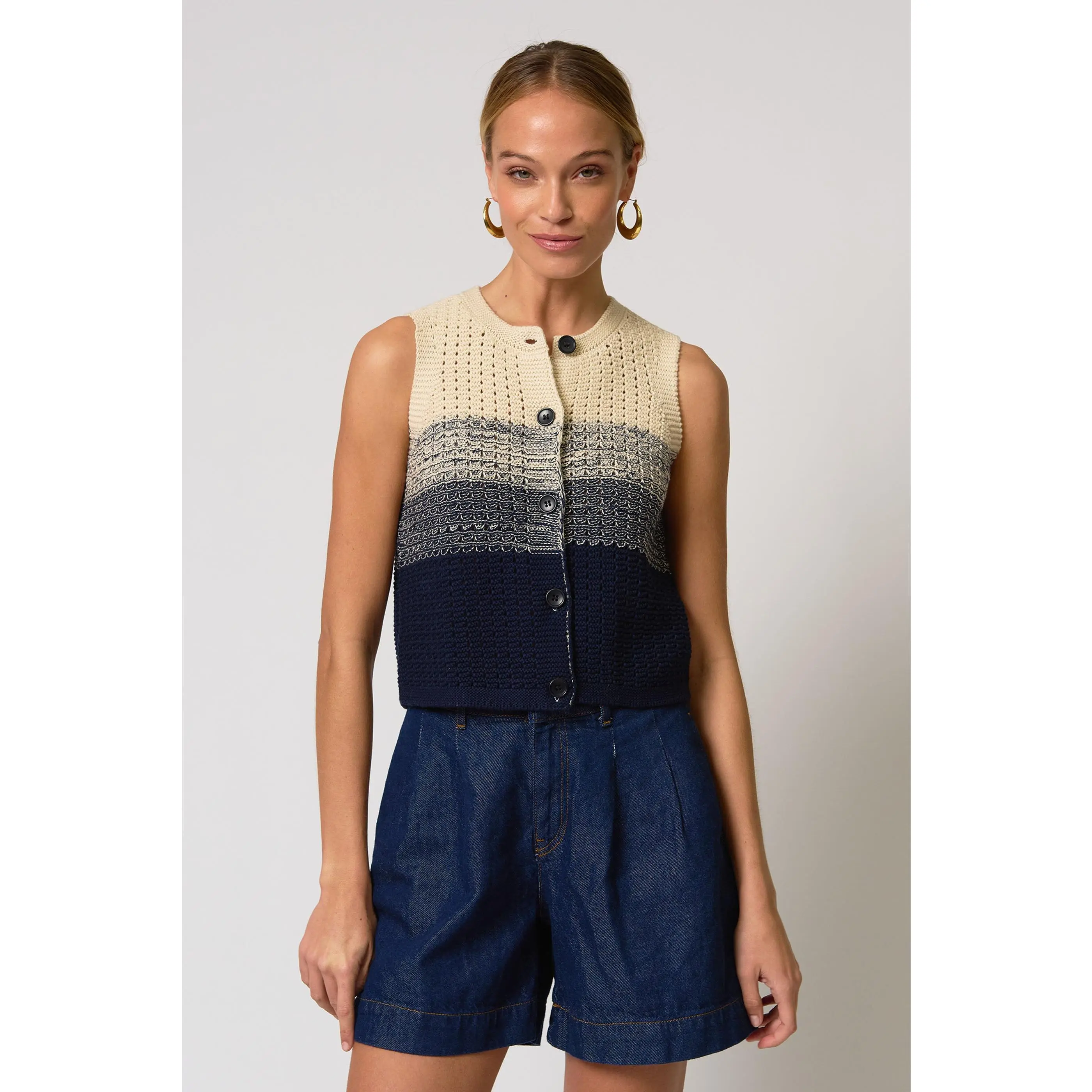 Jacy Gradient Crochet Vest