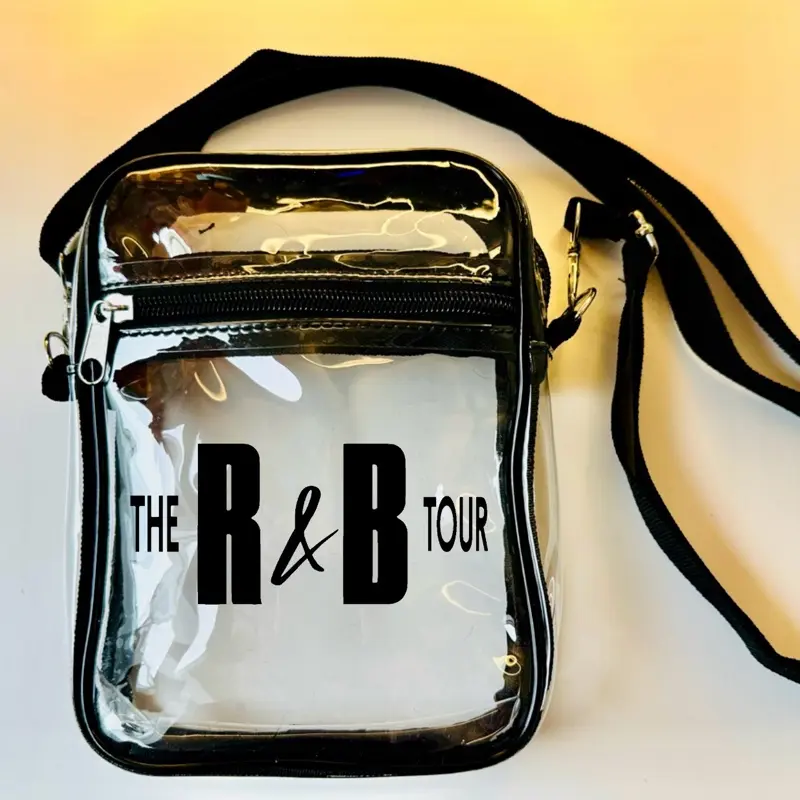 Custom The R&B Tour 2026 Raymond & Brown Clear Crossbody Bag with Black Adjustable Strap and front pocket Concert Stadium Approved Purse Casual Crossbody bag Crossbody Shoulder