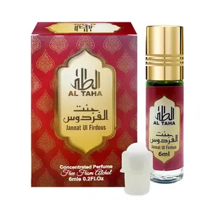 Al Taha Jannat Ul Firdous  6ml Woody Amber Musky Alcohol- Long-Lasting Oriental Fragrance for Everyday Wear & Special Occasions Gourmet Valentine's Perfume cruelty free fragrance perfume elegant aroma sweet irresistible charm Unisex Eau de Parfum Ombre No