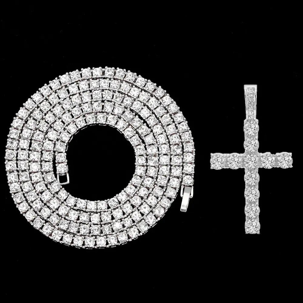 Silver pendant+18 inch tennis chain