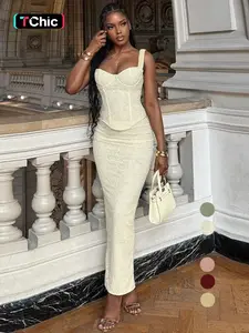 Two-Piece Set Women's Solid Color Fitted Top & Skirt, Elegant Chic Fashion Casual Top & Skirt for Daily Outdoor Wear, Women's Clothing for Summer, Womenswear