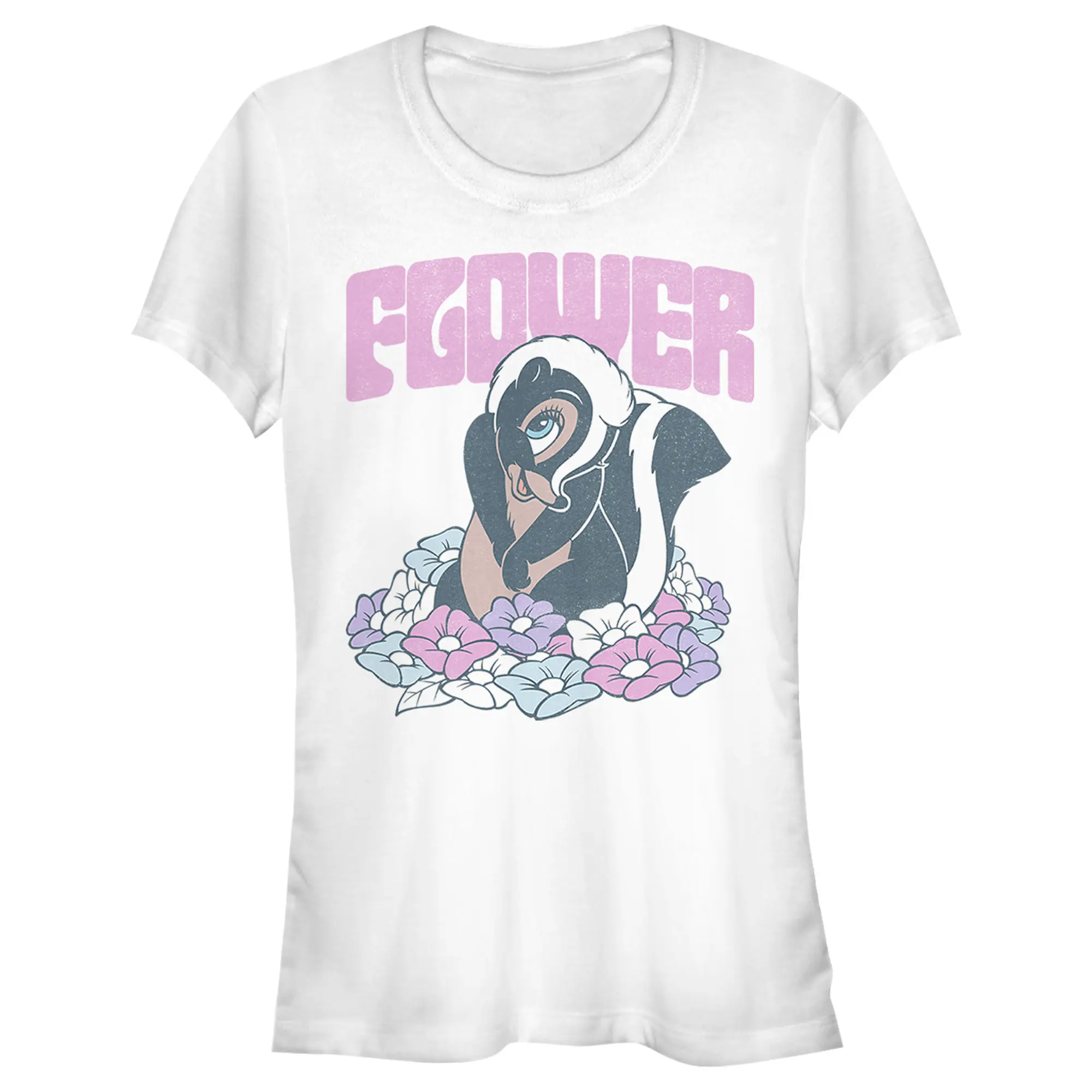 Juniors Womens Bambi Flower T-Shirt
