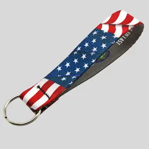 Northwest Straps Patriotic Stars And Stripes Flag Print Rectangular Lanyard Key Chain Wristlet - Durable Fabric Strap Keychain Accessory for Keys, ID Badges