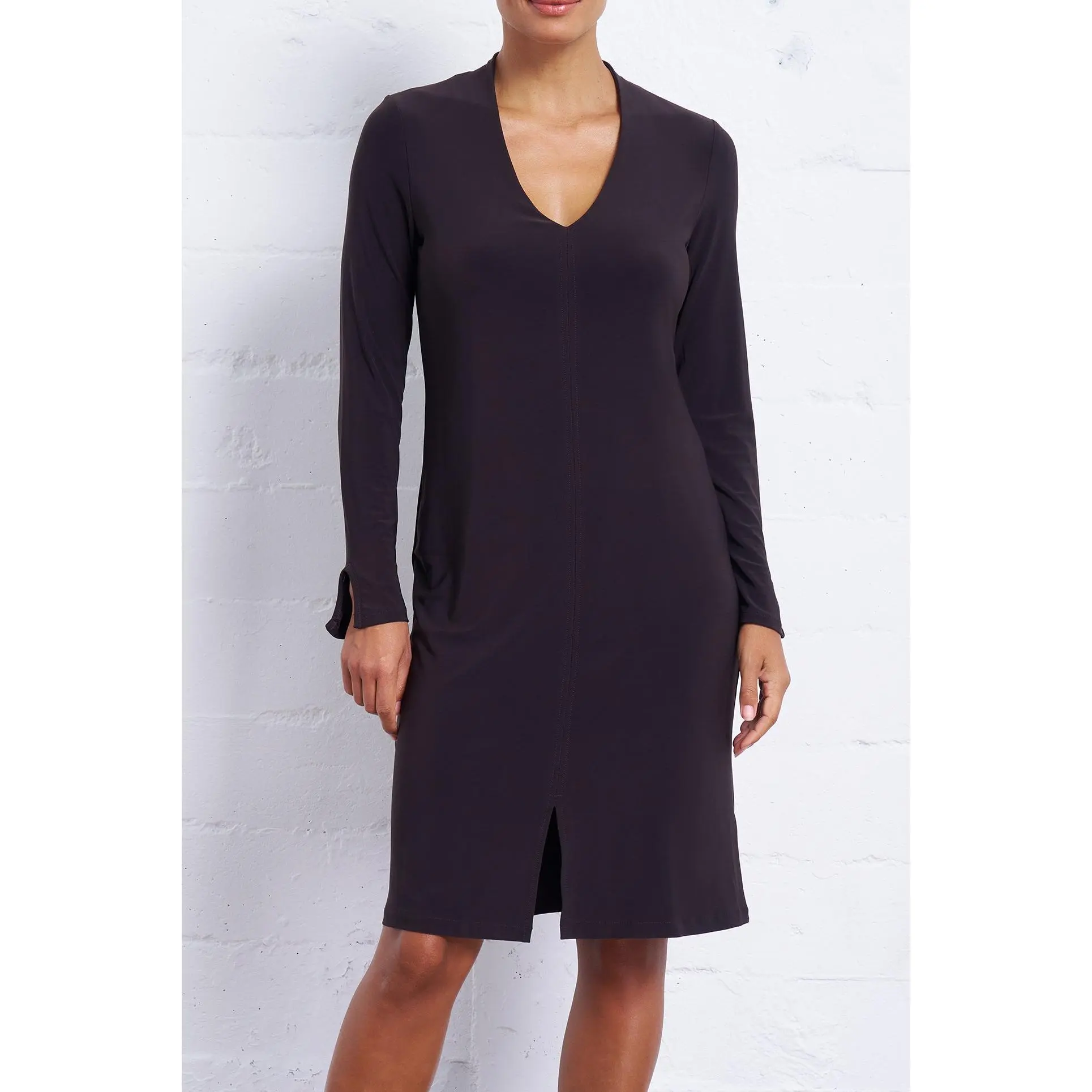 Luxe Stretch Long Sleeve Dress in Espresso