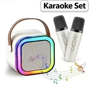 Mini karaoke machine with microphone sound system, portable karaoke machine with 2 wireless microphones, birthday gifts for girls and children aged 3-18, family gatherings,TikTokShopBacktoSchool  mic