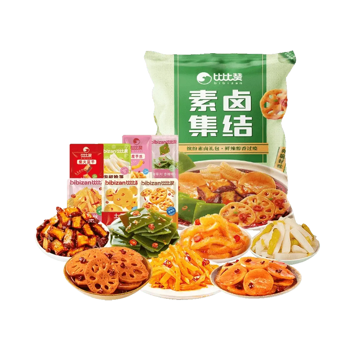 BiBiZan Gourmet Snack Gift Box 40 Packs 548g - Flavorful Braised Snacks with Potato, Lotus Root, Dried Tofu, Seaweed, Konjac Noodles & Spicy Bamboo Shoots，MFG date (not EXP)