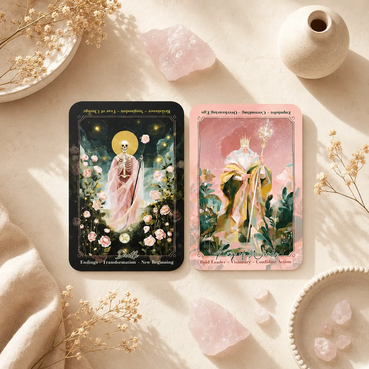 Pastel Aurora Tarot Deck, 78 Cards with Celestial Floral Artwork for Beginners