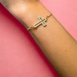 Gold adjustable cross bracelet