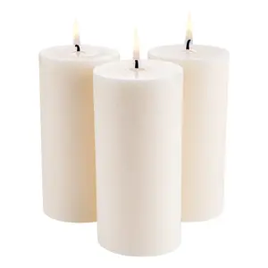 VEVOR 3 Pack White Unscented Pillar Candles, 65 Hours Long Burning Pillar Candle, 3 x 6 Inch Smokeless Unscented Candles, Natural Palm Wax Candles for Home, Weddings, Christmas, White