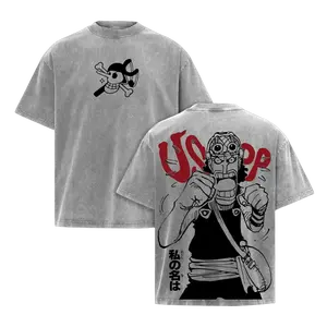 Usopp Anime Vintage Acid Wash Streetwear Collection: Oversized Graphic T-Shirt Retro Japanese Harajuku Style Unisex Pump Cover Gym Apparel Gift.