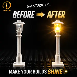 LYBMTWF 10PCS LED Street Lights for Building Blocks – Battery Operated USB Lamp Post Accessories Warm Light for Display Case Mini Bricks