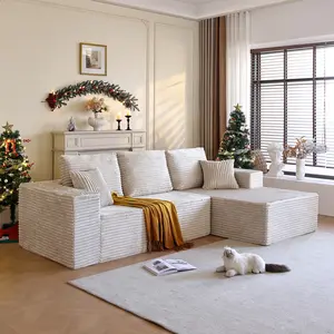 108" L Shaped Boneless Sectional Couch, Vacuum Compression Sofa in A Box, No Assembly, Cloud Soft Memory Foam Frameless Sofa, Space Saving Corner Couch for Apartment Small Space modular