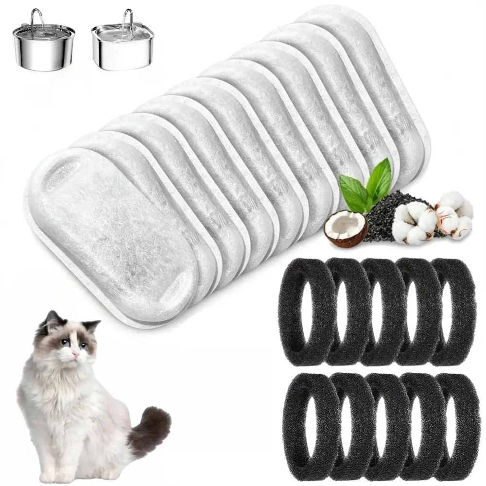 20Pack Cat Fountain Replacement Filters for Stainless Steel 108oz/3.2L& 67oz/2L adjustable Water Flow Pet Water Fountain,Dog Water Fountain Filters