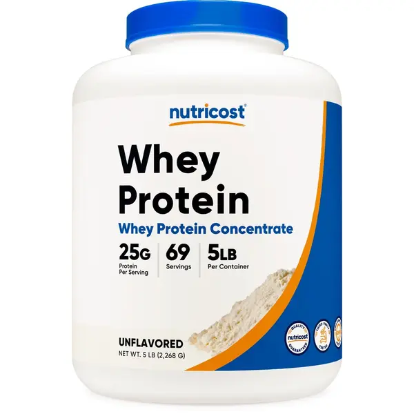 Nutricost Pure Edible Unflavored Whey Protein Concentrate Protein Powder - 5 lbs, Non-GMO Milk-Based Sports Supplement with Minerals for Adults' Health & Fitness Dietary Needs, No Artificial Flavors