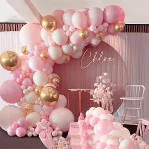 Pink Theme Balloon Arch Kit, 104pcs/set Mixed Color Latex Balloon, Atmosphere Layout Scene Decoration Supplies for Wedding Birthday Festival Party, Design