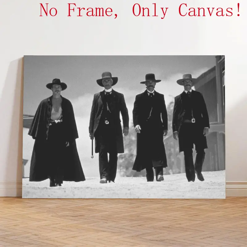 Tombstone Movie Unframed Canvas Poster - Val Kilmer Doc Holliday "I'm Your Huckleberry" Classic Western Art Print, Waterproof, Multi-Size, Man Cave Wall Display Decoration, Houndstooth Polka Dot Accent Woody Home Decor