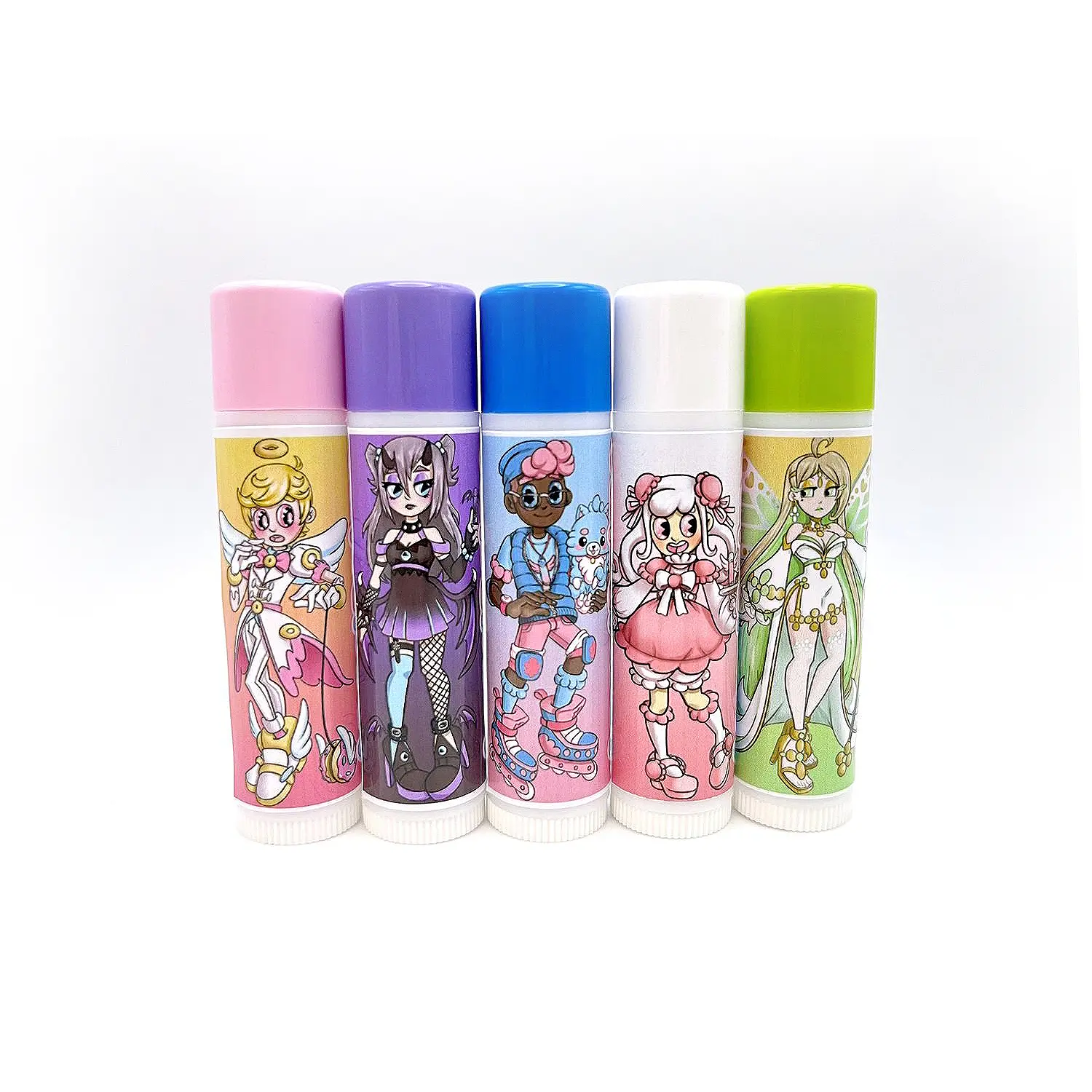 Angel Balms Handmade Lip Balms Natural Ingredients Original Anime Art Lip Kit Sets Matte Natural Lip Care Hydrate