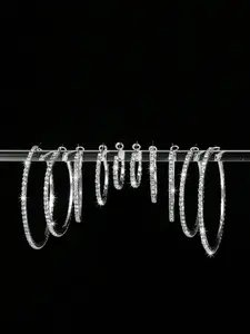 Rhinestone Decorated Hoop Earrings, Lightweight Chunky Hoops, Fashionable Statement Earrings for Women & Girls, Trendy Versatile All-match & Exquisite Jewelry for Birthday Gift, Hoop Shape Earrings, Earrings Stack