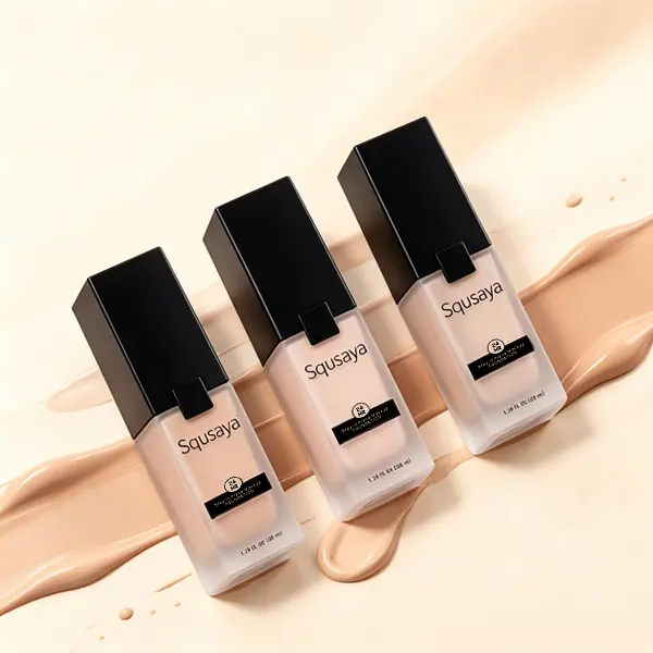 Squsaya 24HR Longwear Liquid Foundation, Matte Vitamin C Infused Face Makeup with Free Brush, Soft Focus Finish for Combination & Normal Skin Cosmetic Pigment Pigment Cosmetic Cosmetic Setting