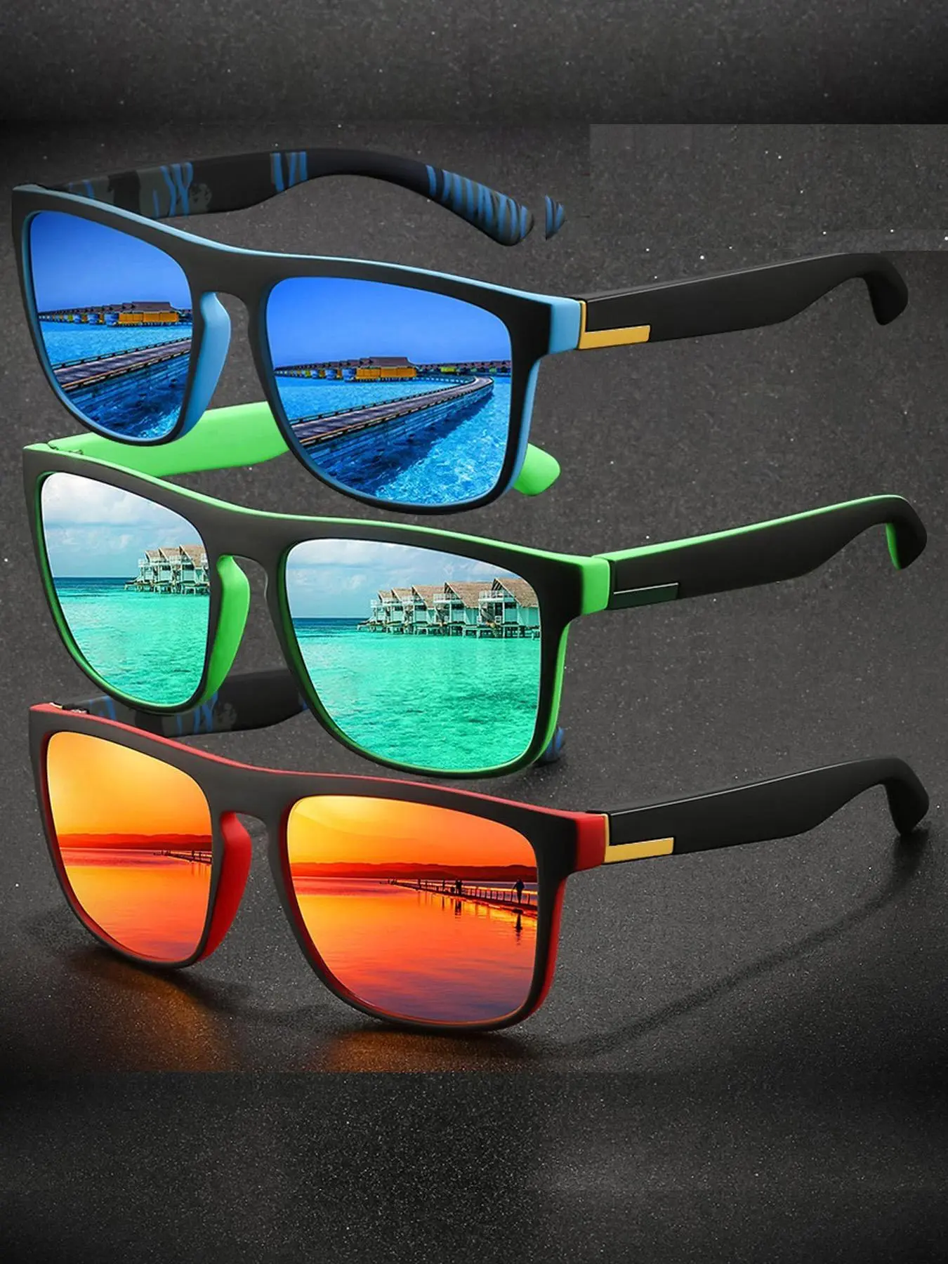 3 pairs of fashionable retro contrasting square glasses, neutral design, classic contrasting frame with soft rubber nose pad and flexible temple legs, wearing not easy to slip off, comfortable and skin friendly, suitable for multiple scenarios. ﻿