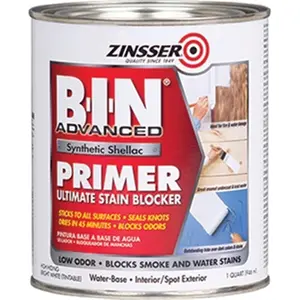 212 MAIN B-I-N Advanced White Synthetic Shellac Primer, 1 Qt, Fast-Dry Stain Blocker, Odor-Blocking Automotive & Motorcycle Paint Care Solution