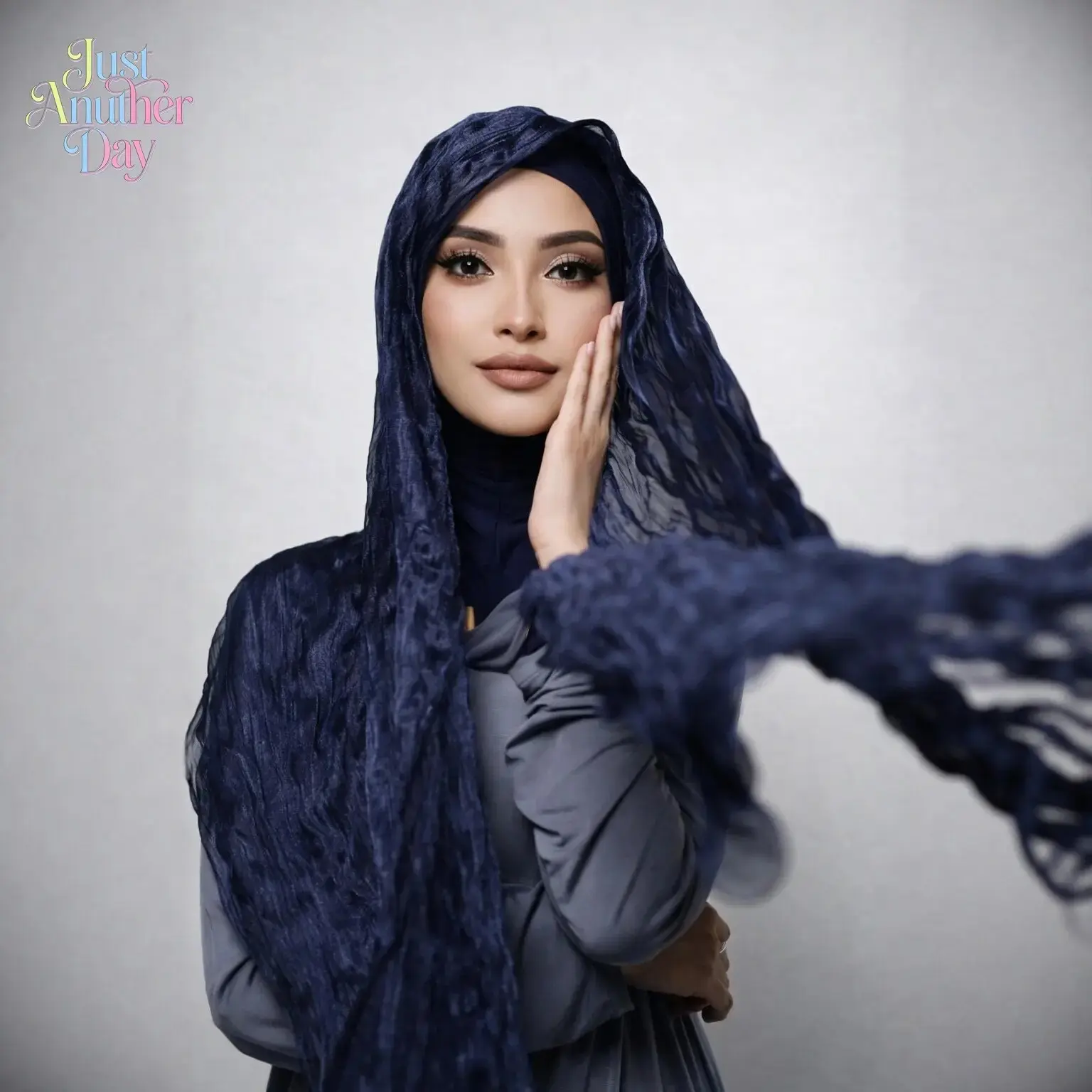 Bubble Pleated Hijab Scarf, Lightweight Crinkle Chiffon Shawl, Wavy Textured Headscarf for Muslim Daily & Formal Wear