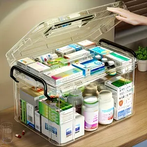 Large Capacity Double Layer Waterproof Clear Divided Compartments Pill Storage Box, 1 Count Medicine Storage Box, Pill Organizer for Outdoor & Home Use, Durable Lightweight Organizer, Portable Storage Organizer