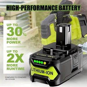 Ryobi Replacement 18V Battery 8.0Ah 8-Pack High Capacity Lithium Ion for One+ P108 P107 P105 P102 Contractors Bulk Value Pack